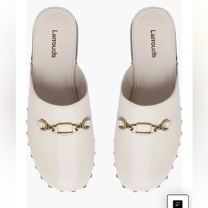 NEW $315 Larroude Zuzi Bit Mule platform Clogs White Leather, Size 6 Fall Winter